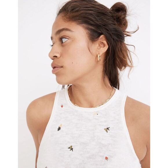 MADEWELL Fresca Sweater Tank Womens Sz S Fruit Embroidered Strawberry Pineapple - Picture 13 of 14